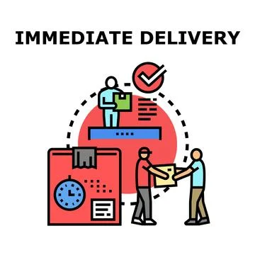Immediate delivery vector transferring parcel to client Illustration
