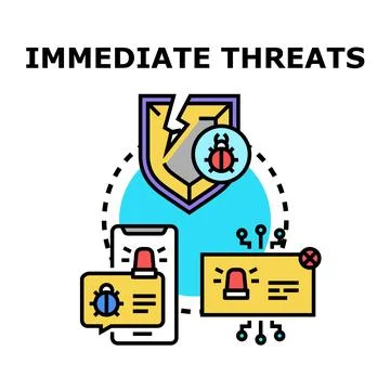 Immediate digital threats compromising security and data protection Illustrazione stock
