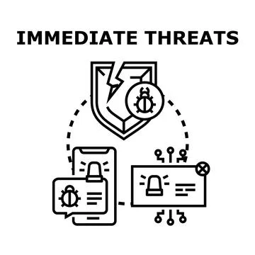 Immediate digital threats compromising security and data protection Illustrazione stock