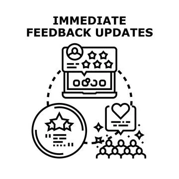 Immediate feedback updates and online customer reviews Stock Illustration