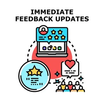 Immediate feedback updates and online customer reviews Stock Illustration