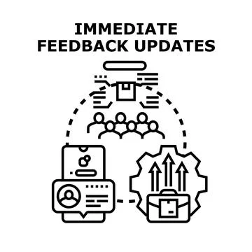 Immediate feedback updates process on digital platforms Stock Illustration