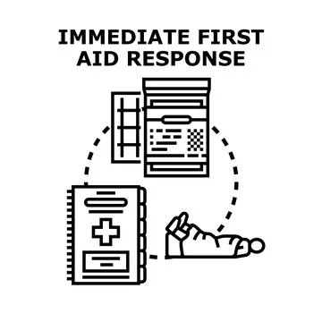 Immediate first aid response providing urgent medical assistance Stock Illustration