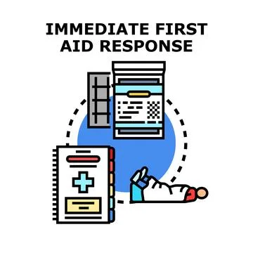 Immediate first aid response providing urgent medical assistance Stock Illustration