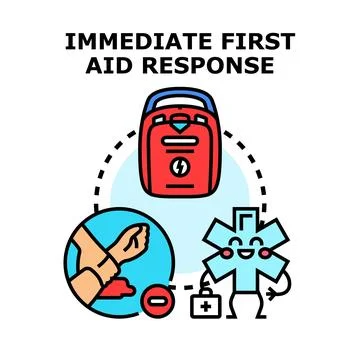 Immediate first aid response providing emergency medical care Stock Illustration