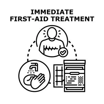 Immediate first aid treatment concept icon presenting steps Illustrazione stock