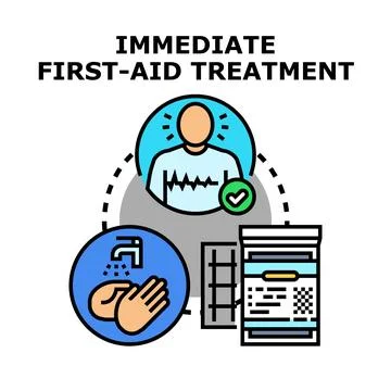 Immediate first aid treatment concept icon presenting steps Stock Illustration