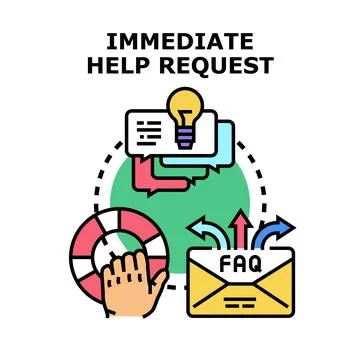 Immediate help request for support and information Stock Illustration