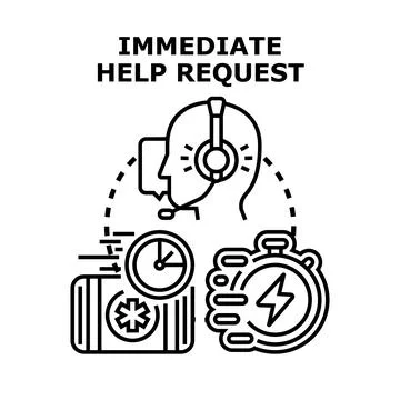Immediate help request urgent emergency assistance support Ilustración de archivo