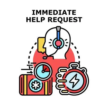 Immediate help request urgent emergency assistance support Stock Illustration