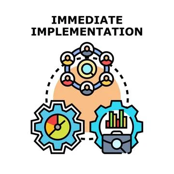 Immediate implementation strategy with business team and workflow Illustrazione stock