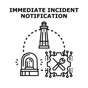 Immediate incident notification system reporting emergency alert Stock Illustration