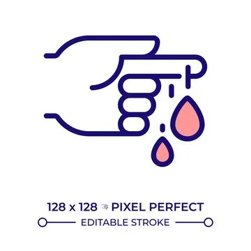 Immediate injury care protocols pixel perfect line color icon Stock Illustration
