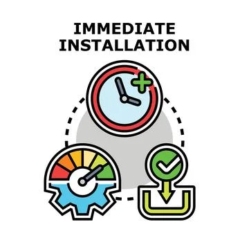 Immediate installation process concept with time and speed meter Stock Illustration