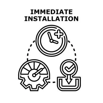 Immediate installation process concept with time and speed meter Stock Illustration