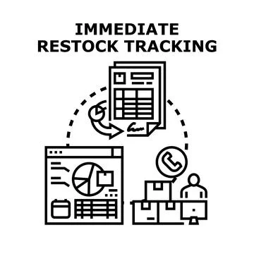 Immediate inventory restock tracking for business logistics Stock Illustration