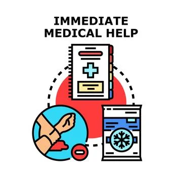 Immediate medical help providing first aid solution Stock Illustration