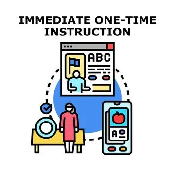 Immediate one time instruction using online education platforms Stock Illustration