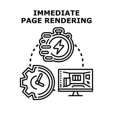 Immediate page rendering speed optimization concept illustration Stock Illustration