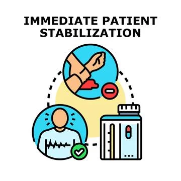 Immediate patient stabilization process concept illustrating critical care Stock Illustration