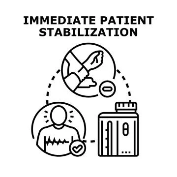Immediate patient stabilization process concept illustrating critical care Stock Illustration