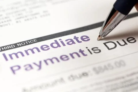 Immediate payment is due notice Fotos Stock