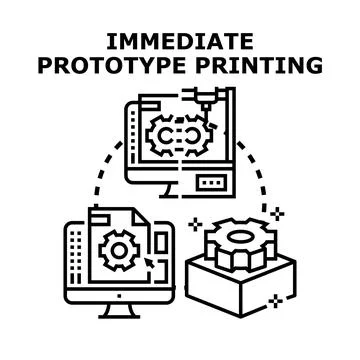 Immediate prototype printing process generating new product engineering 스톡 일러스트