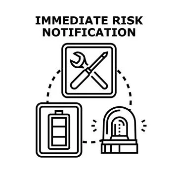 Immediate risk notification system with warning alarm Illustrazione stock