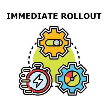 Immediate rollout process icon set with gears 스톡 일러스트