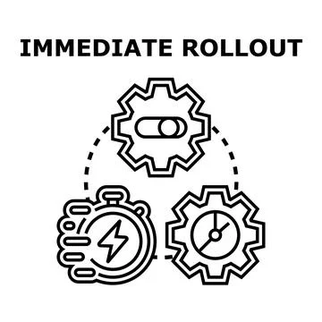 Immediate rollout process icon set with gears 스톡 일러스트