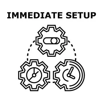 Immediate setup process with gears and clock 스톡 일러스트