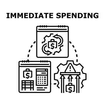 Immediate spending financial deadline planning and budgeting concept Stock Illustration