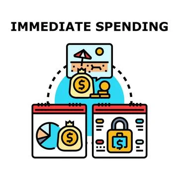 Immediate spending making financial decisions and planning vector Stock Illustration