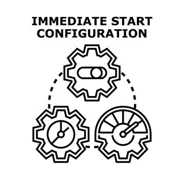 Immediate start configuration process with settings and performance Stock Illustration