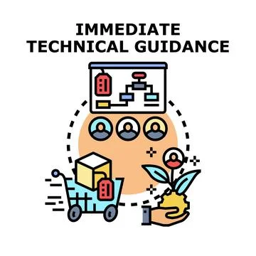Immediate technical guidance providing business development and support Stock Illustration
