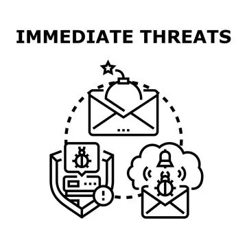 Immediate threats to cybersecurity from malware emails Stock Illustration