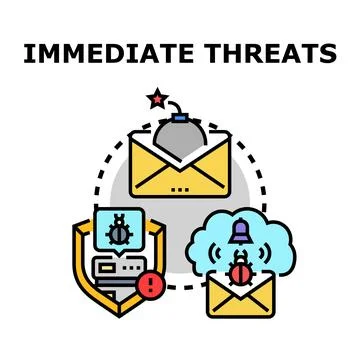 Immediate threats to cybersecurity from malware emails Stock Illustration