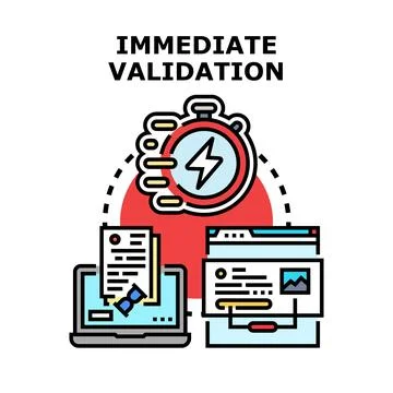 Immediate validation process for online digital application Stock Illustration