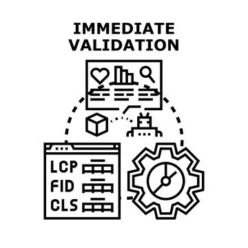 Immediate validation process with performance web metrics Stock Illustration