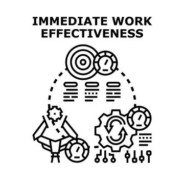 Immediate work effectiveness improving business performance concept Stock Illustration