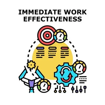Immediate work effectiveness improving business performance concept Stock Illustration