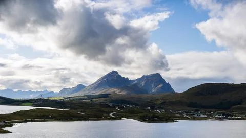 Immerse yourself in the breathtaking panoramic beauty of a Nordic landscape, Stock Photos