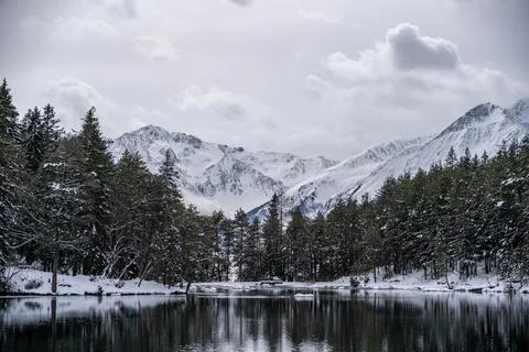 Immerse yourself in the breathtaking tranquility of a pristine winter landsca Stock Photos