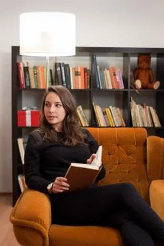 Immersed in reading. Stock Photos