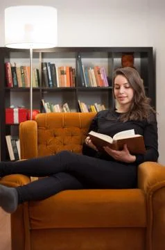 Immersed in reading. Stock Photos