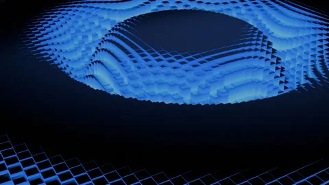 Immersing oneself in the intricate framework of a blue abstract grid wave Stock Footage 279590291
