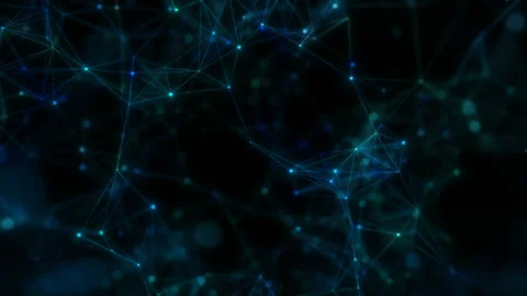 Immersion in the network.Beautiful Flight through the Abstract Network. Looped Stockbeeldmateriaal 105418417