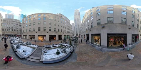 Immersive 360 vr first-person walk in 8k at rockefeller ice rink, new york city Stock Footage 301018786