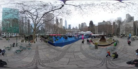 Immersive 360 VR first-person walking tour of Bryant Park 库存影片 301128411