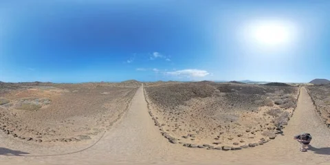 Immersive 360 VR of Isla de Lobos volcanic terrain 库存影片 312902485